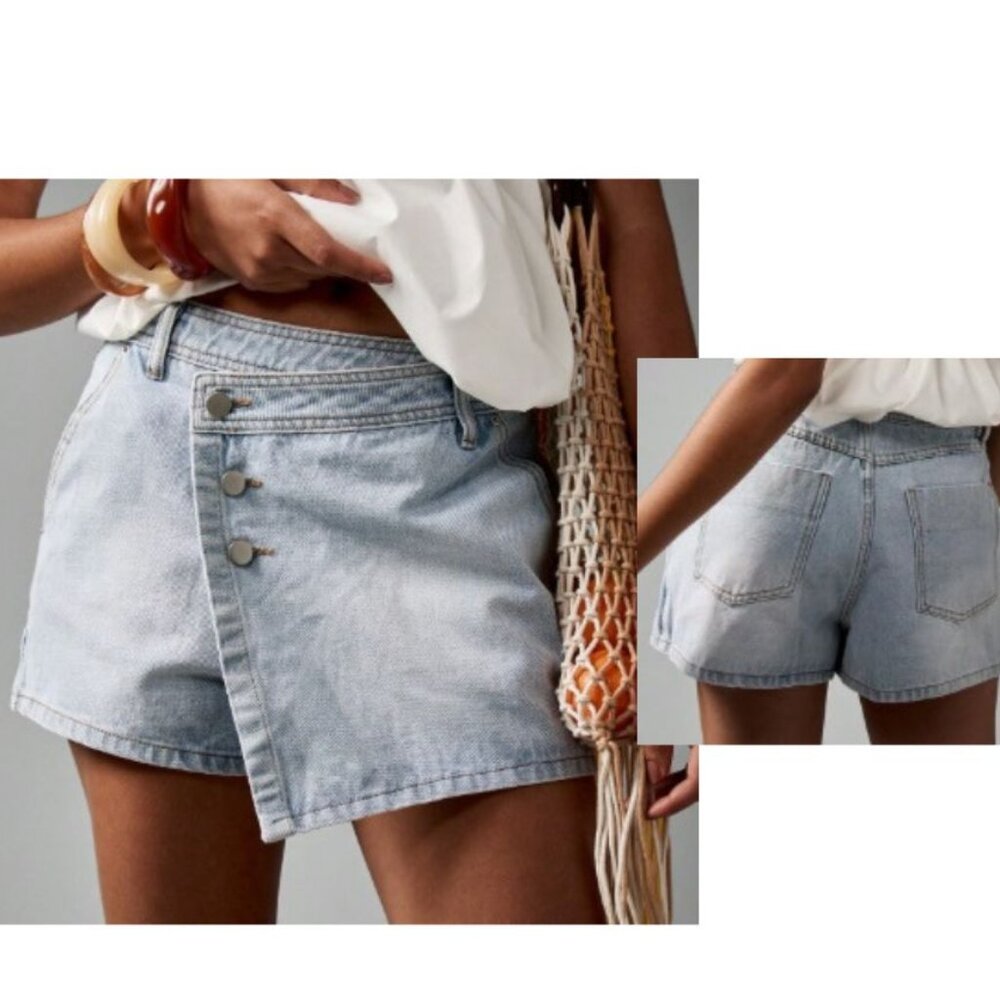 NEW Denim Skort skirt shorts Mini assymetric Skirt